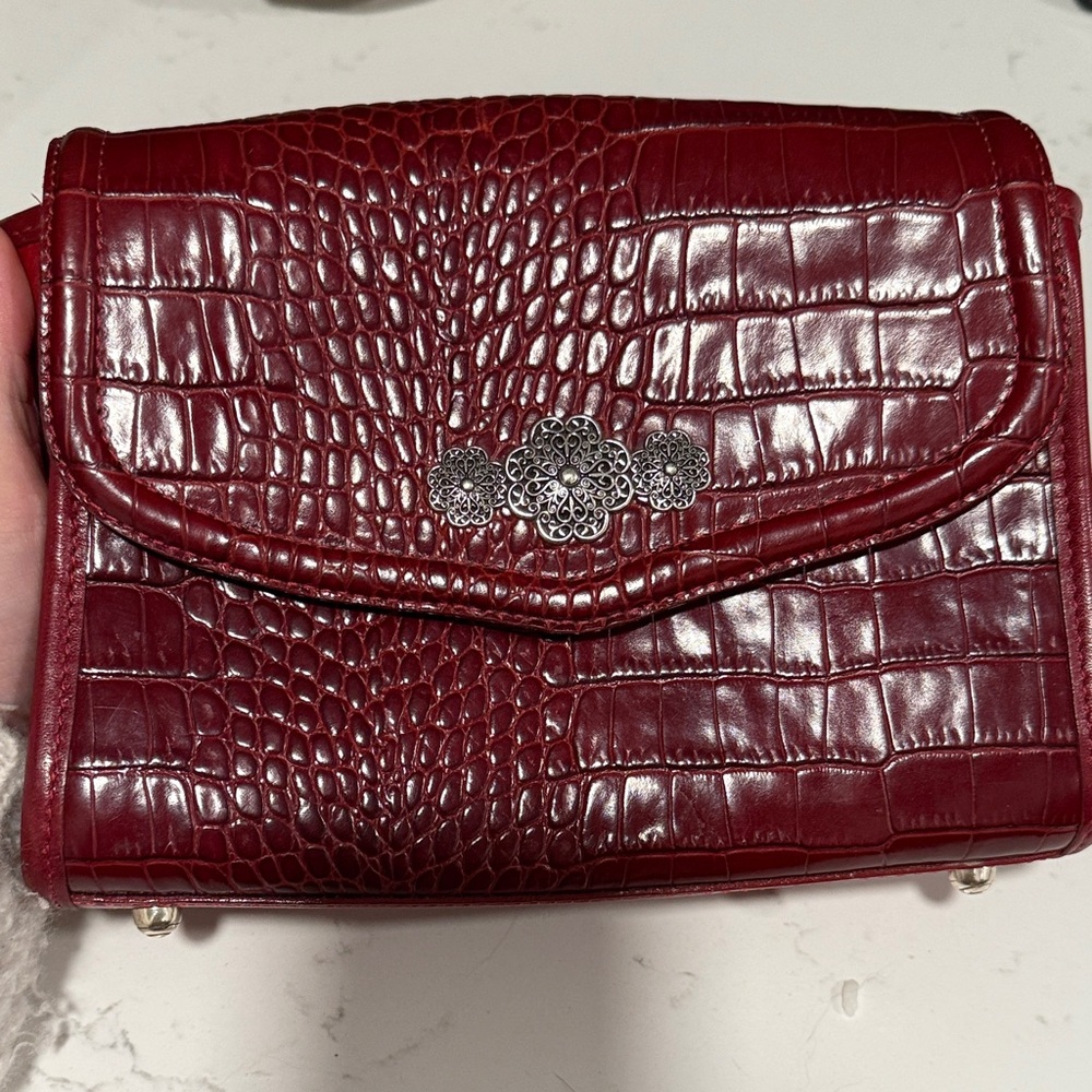Brighton Burgundy Croc-Embossed Clutch